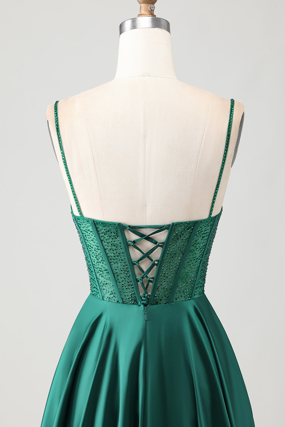 Sparkly Dark Green A-LineLong Prom Dress with Beading