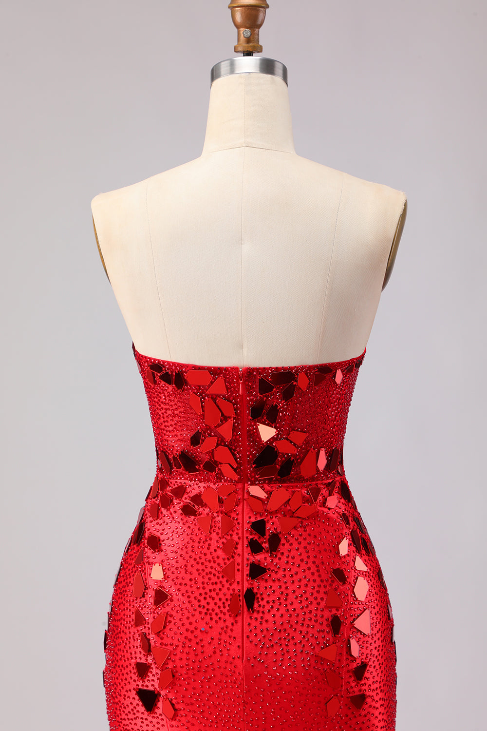 Sparkly Royal Blue Beaded Sweetheart Mirror Long Prom Dress with Slit