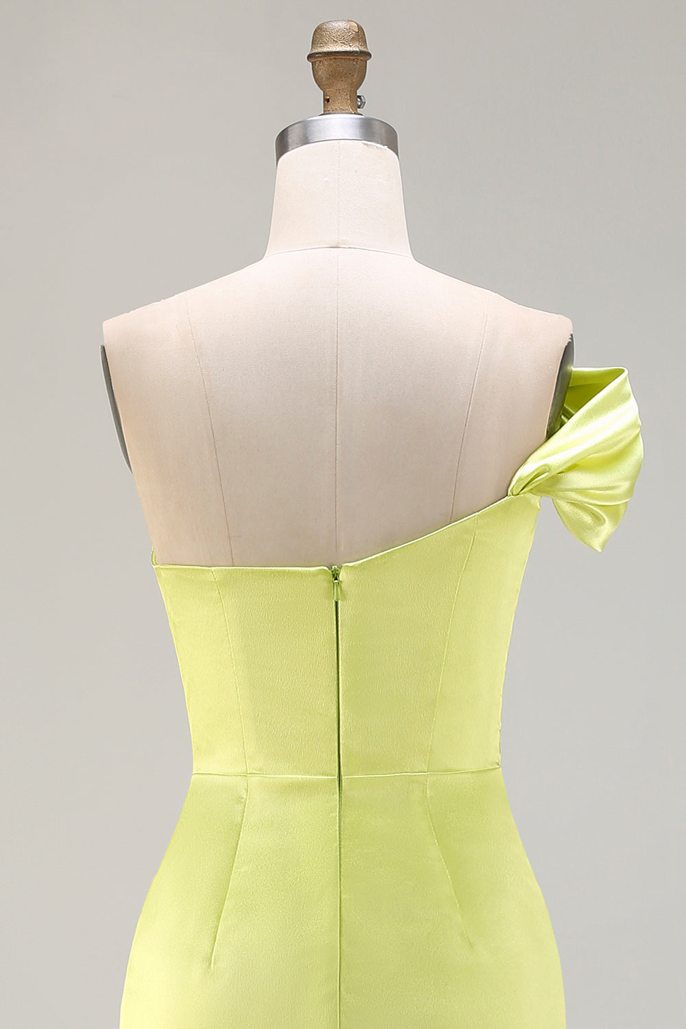 Green One Shoulder Long Sheath Prom Dress with Slit