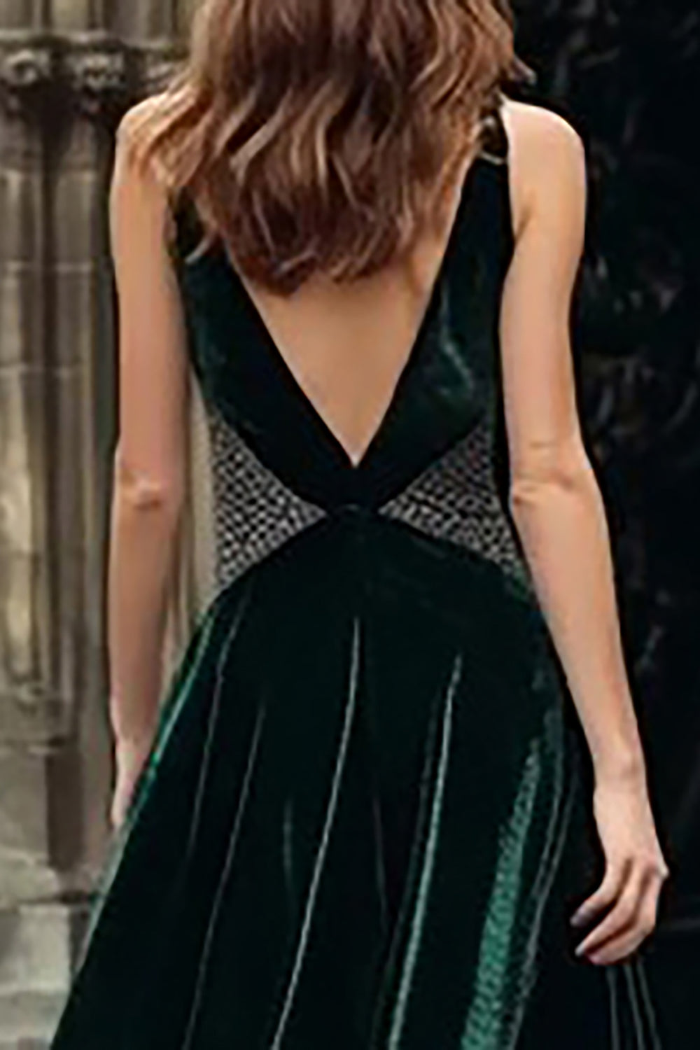 Sparkly Dark Green A-Line Long Velvet Holiday Party Dress with Beading