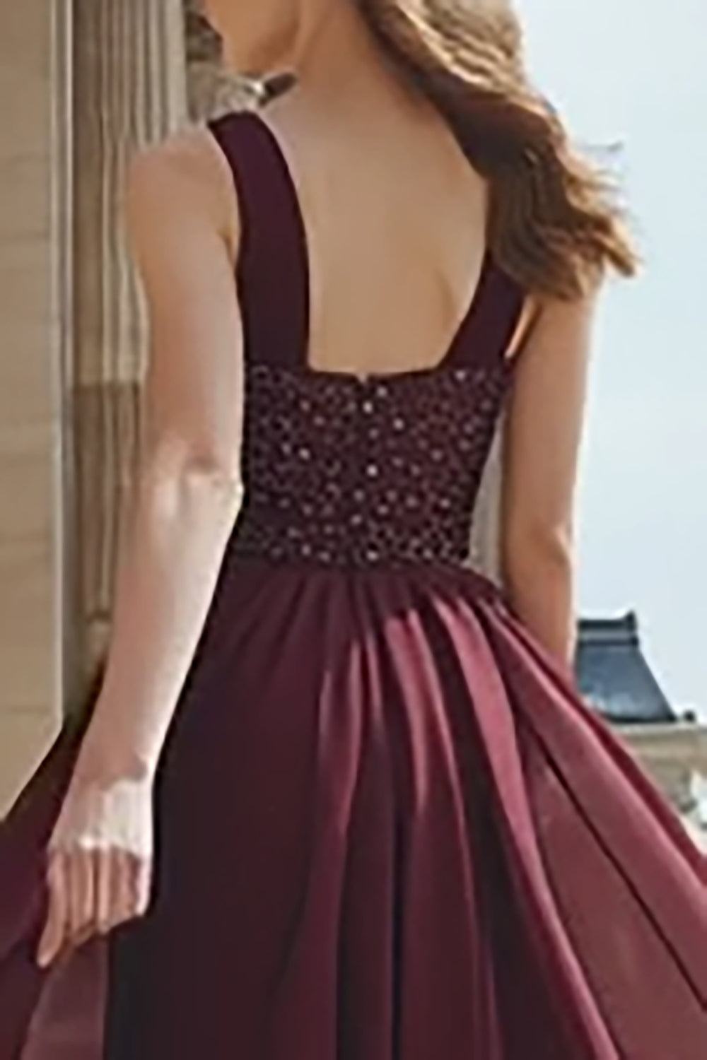 Sparkly Burgundy Maxi Sequin Prom Dress with Slit