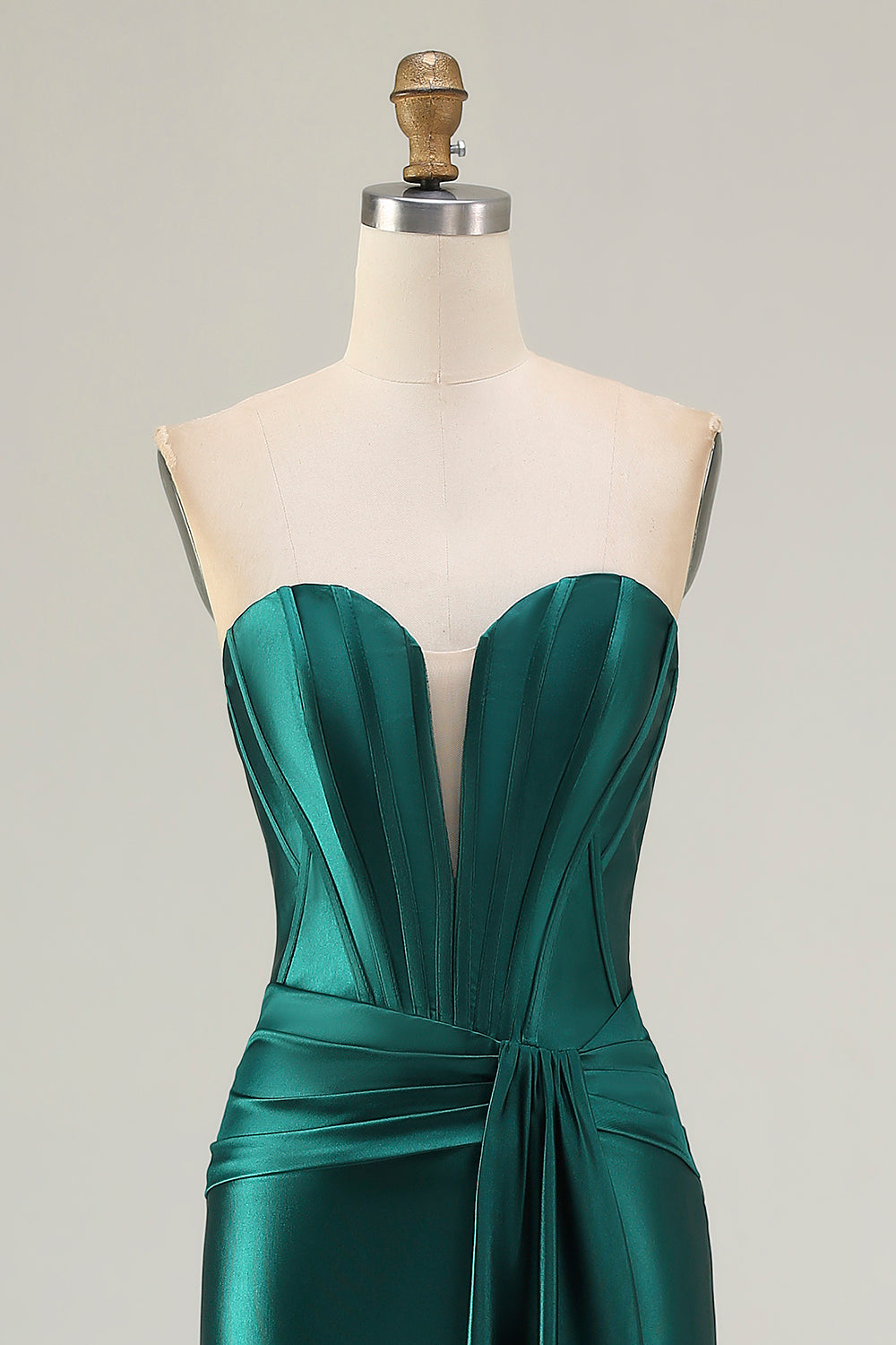 Dark Green Strapless Mermaid Long Corset Prom Dress