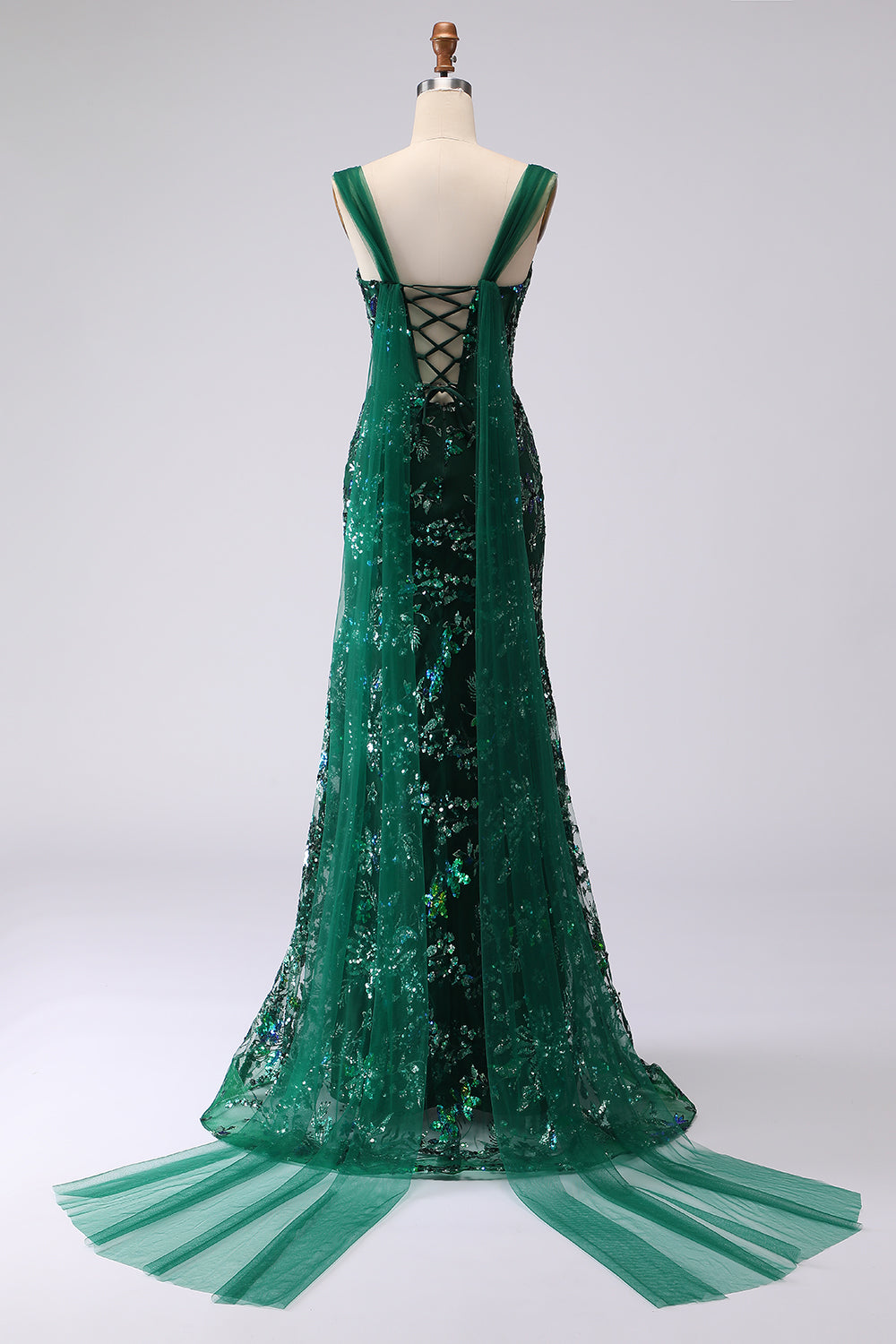Sparkly Dark Green Mermaid Long Sequins Prom Dress with Slit
