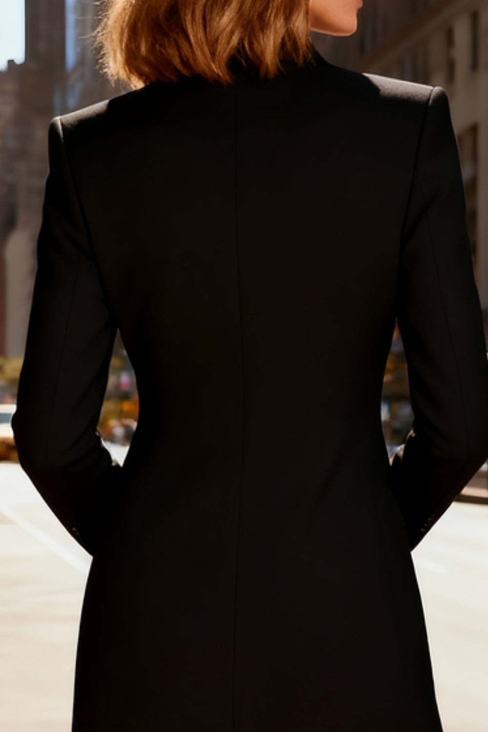 Peak Lapel Black Midi Blazer Dress with Lace