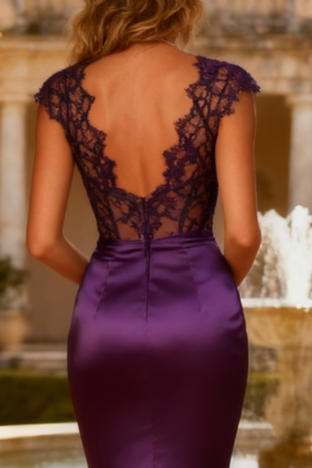 Purple Mermaid V Neck Long Corset Evening Dress