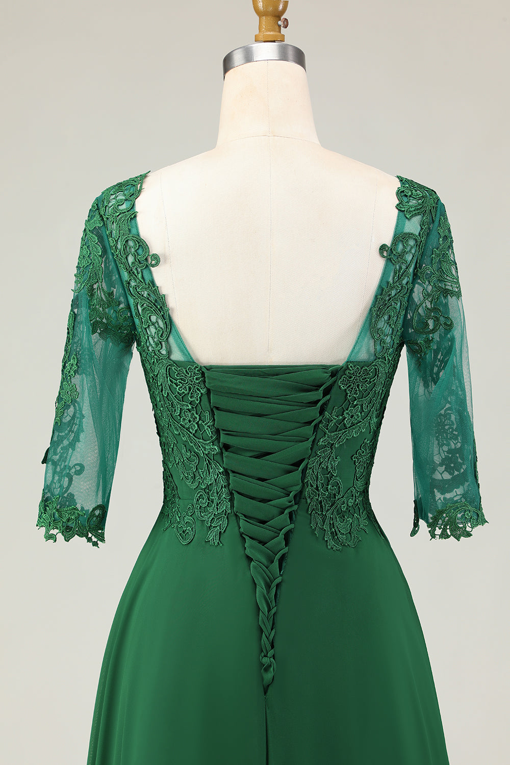 Green Boat Neck Midi Lace Wedding Guest Dress