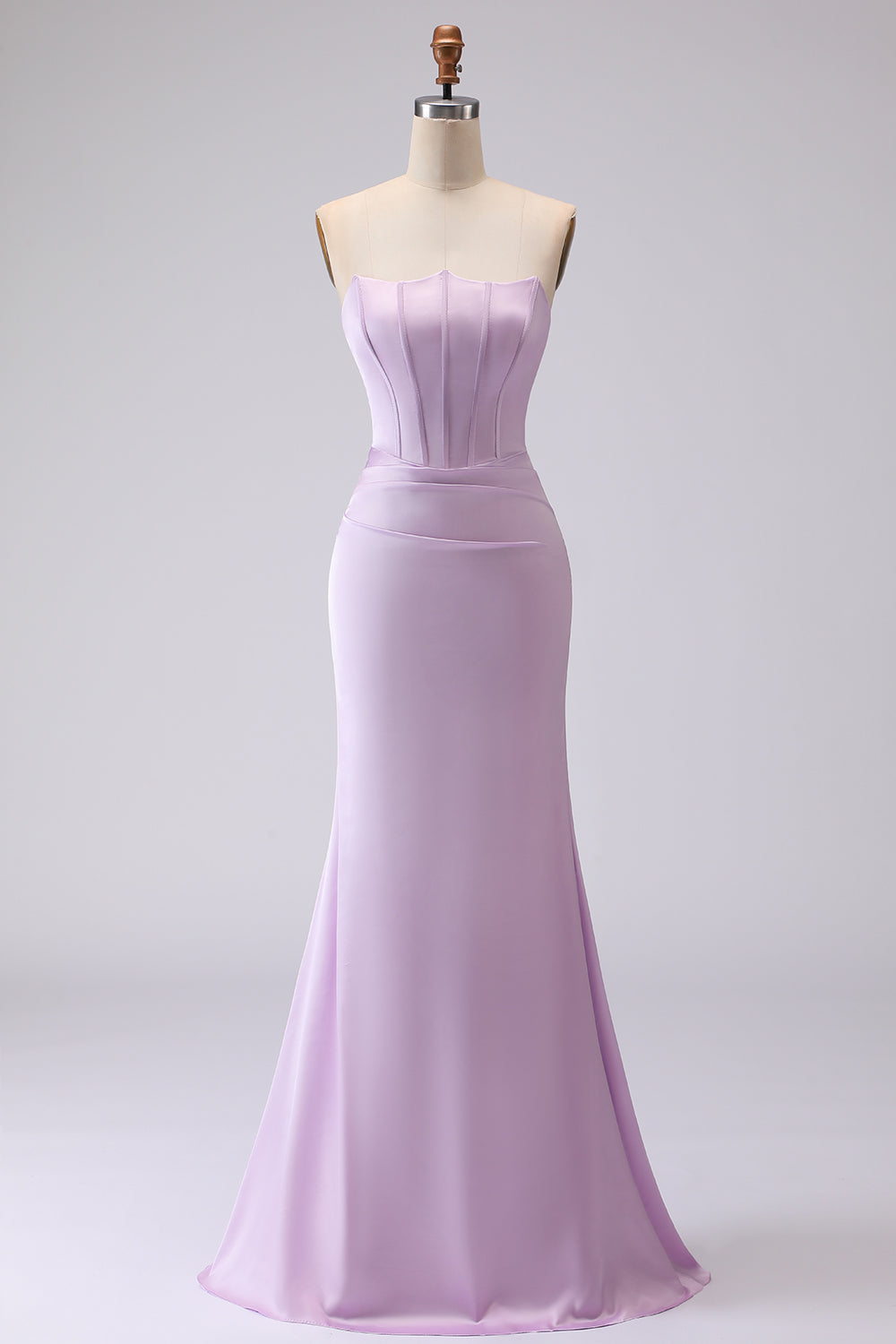 Elegant Lilac Mermaid Strapless Long Corset Prom Dress