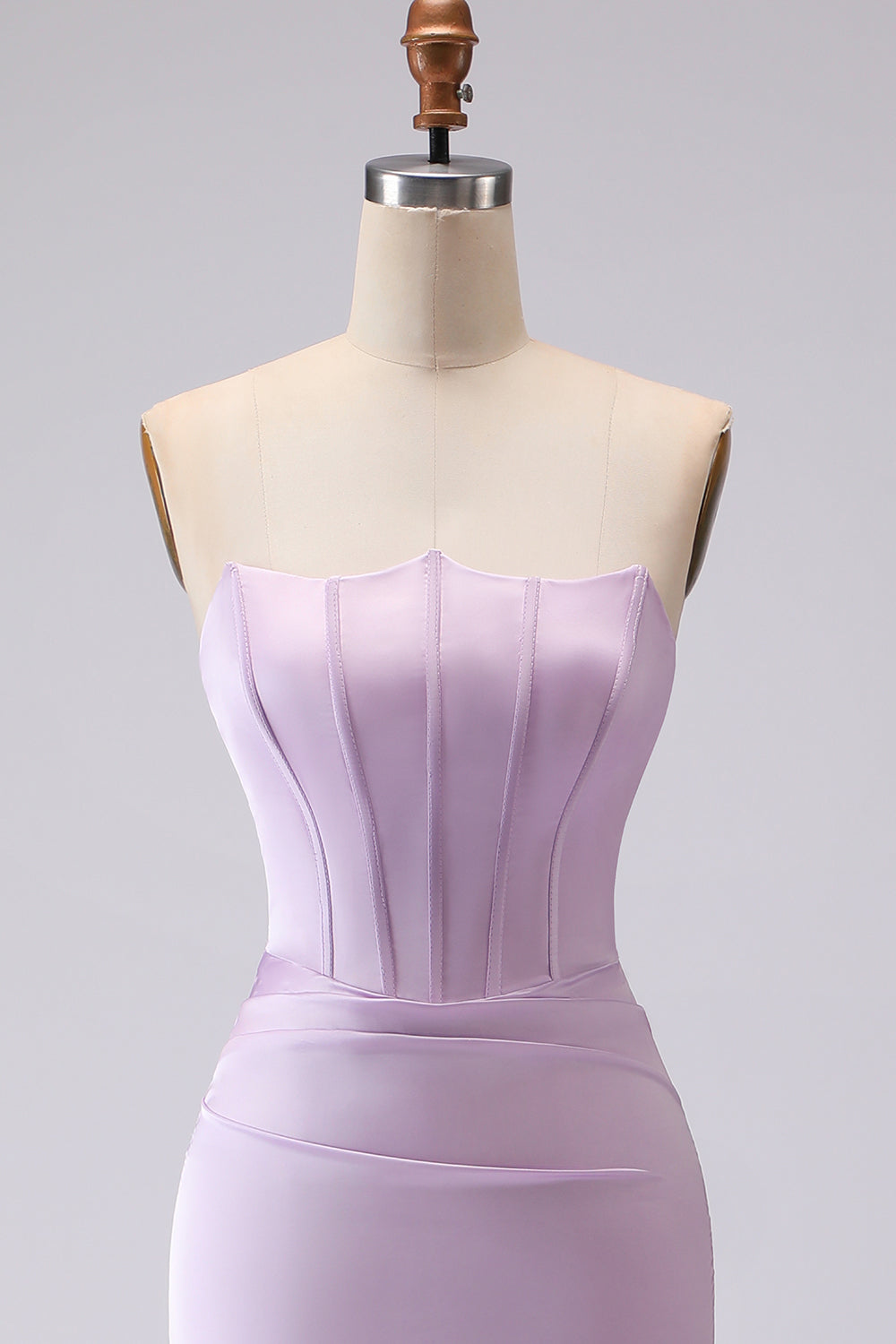 Elegant Lilac Mermaid Strapless Long Corset Prom Dress