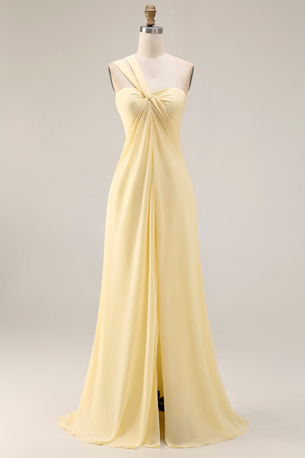 Yellow A Line Ruched Convertible Wear Backless Long Chiffon Prom Dress