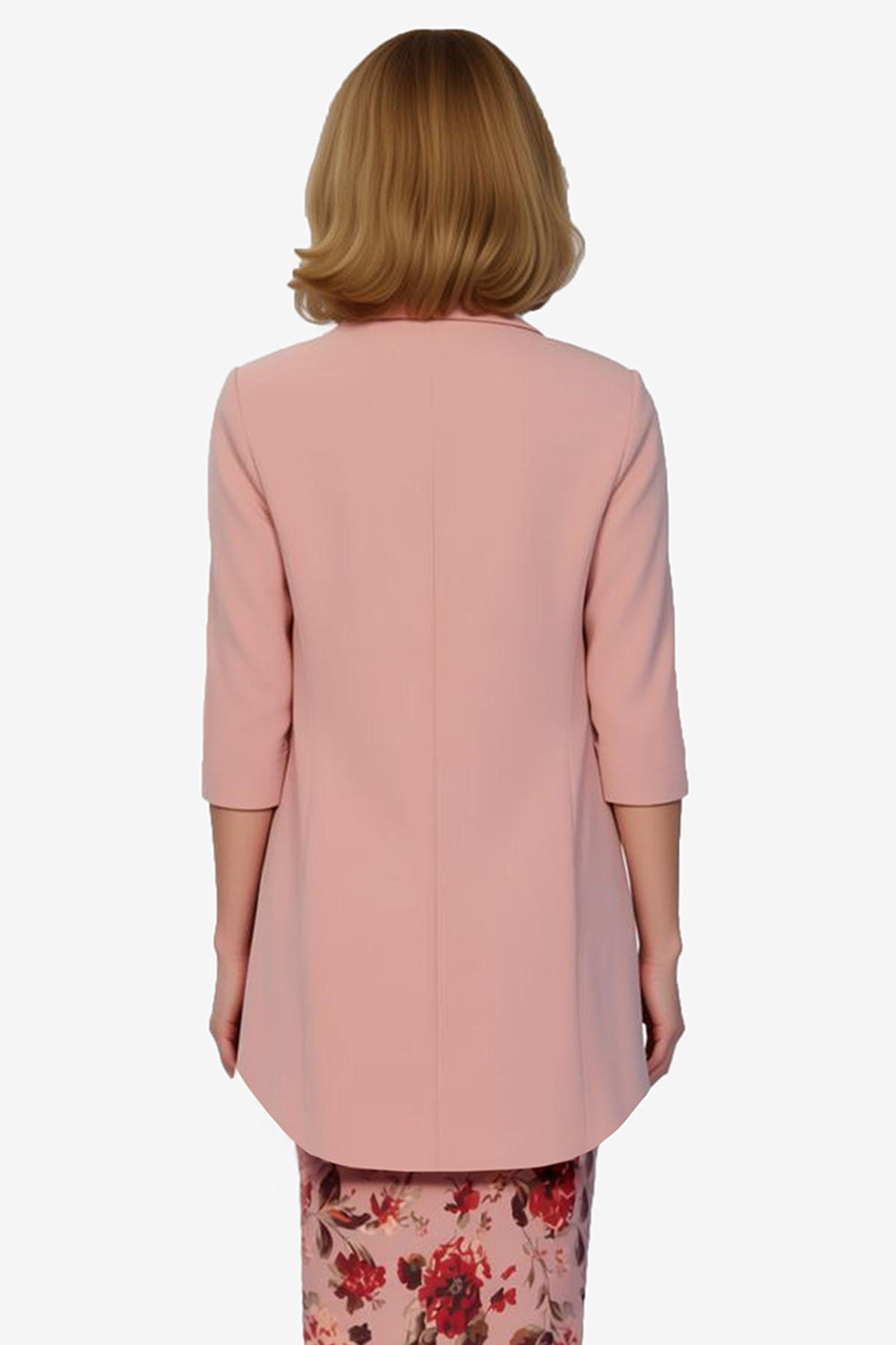 2 Piece Dusty Rose Floral Bodycon Midi Wedding Guest Dress with Jacket