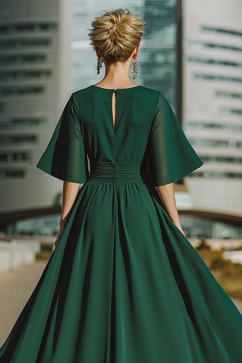 Dark Green Long Wedding Guest Pantsuits with Cape