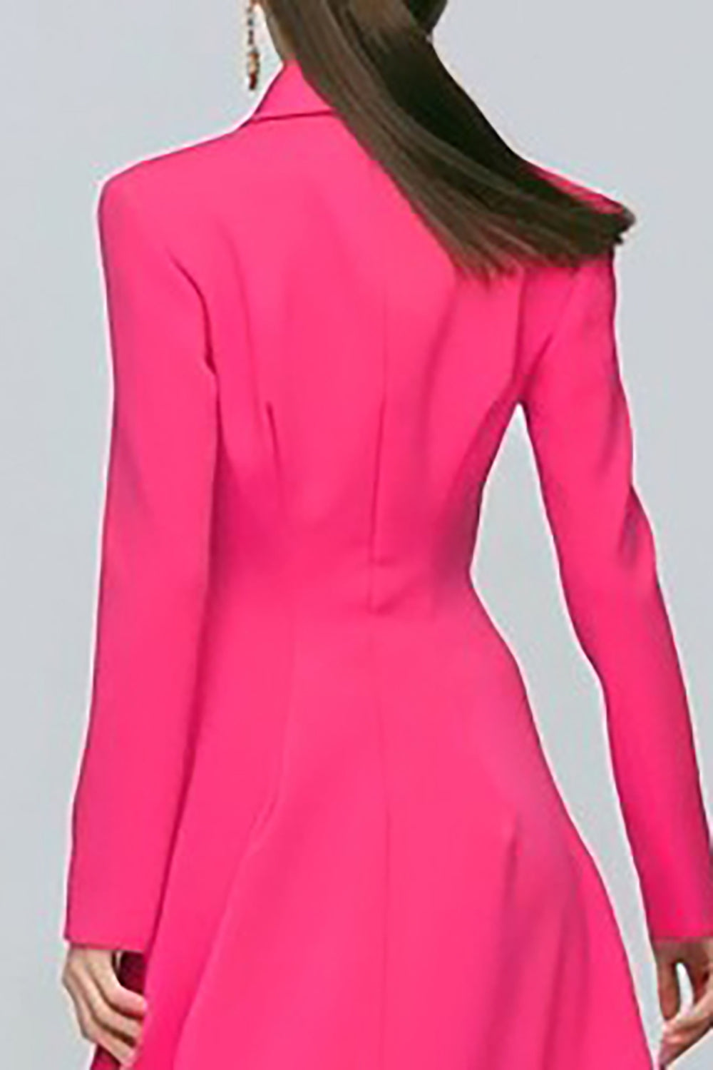Fuchsia Single Breasted Sheath Long Sleeves Blazer Dress