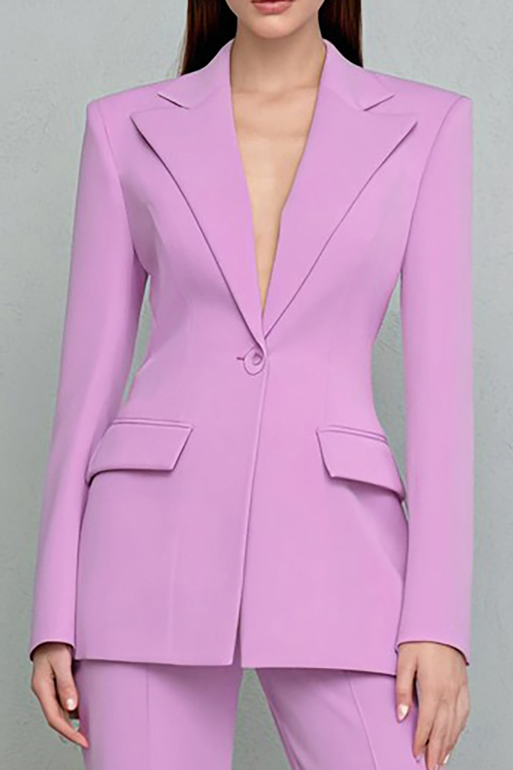Lilac 2 Piece One Button Notched Lapel Business Suits with Sleeves