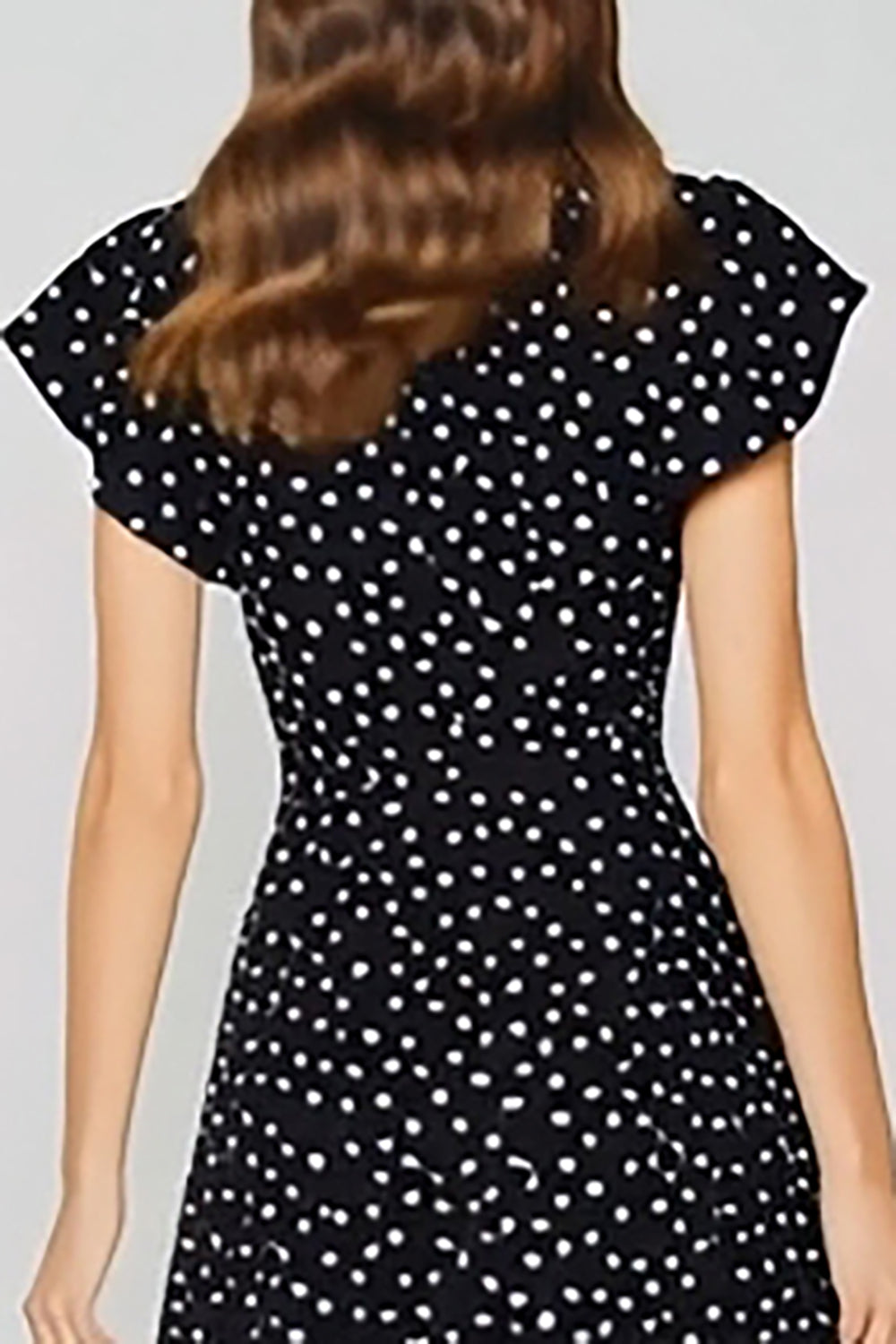 Black and White Polka Dots Crew Neck Long Wedding Guest Dress with Keyhole