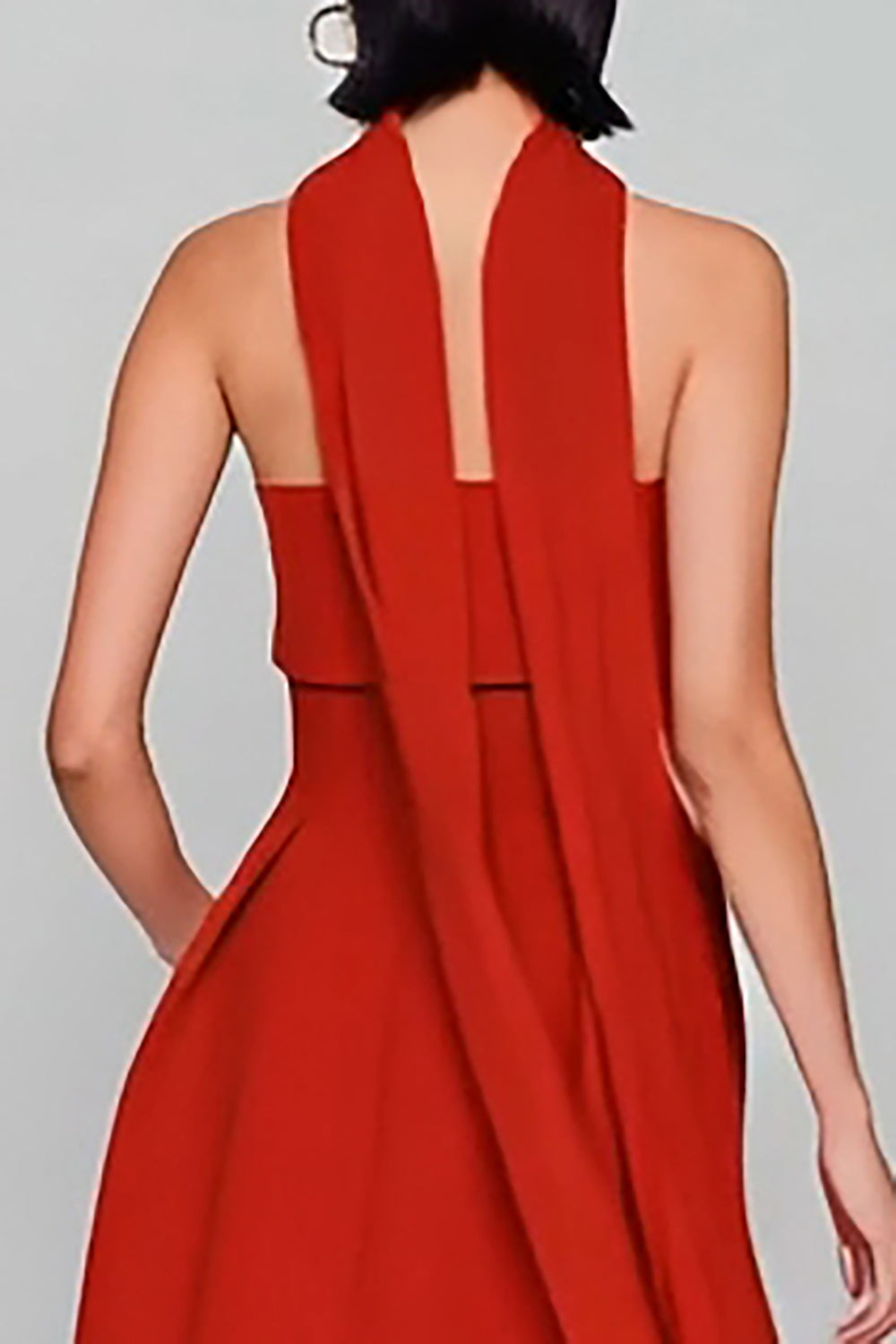 Elegant Red Strapless A Line Neck Scarf Long Wedding Guest Dress