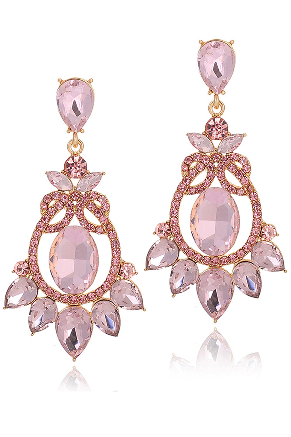 Sparkly Pink Party Vintage Drop Earrings with Rhinestones