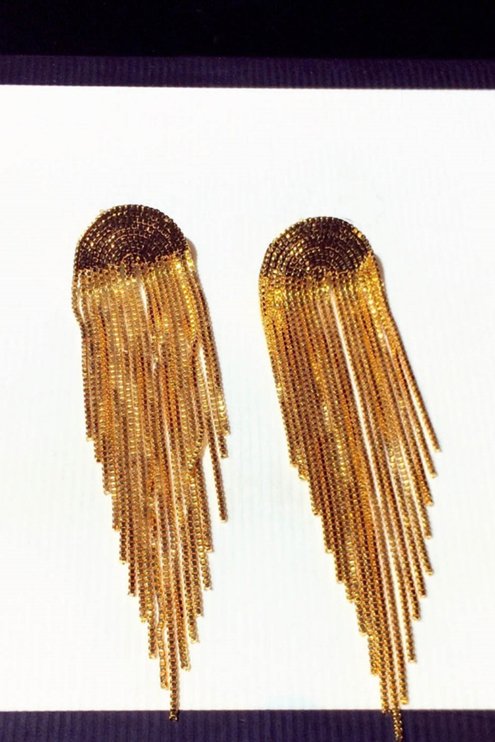 Golden Sparkly Fringed Prom Drop Earrings