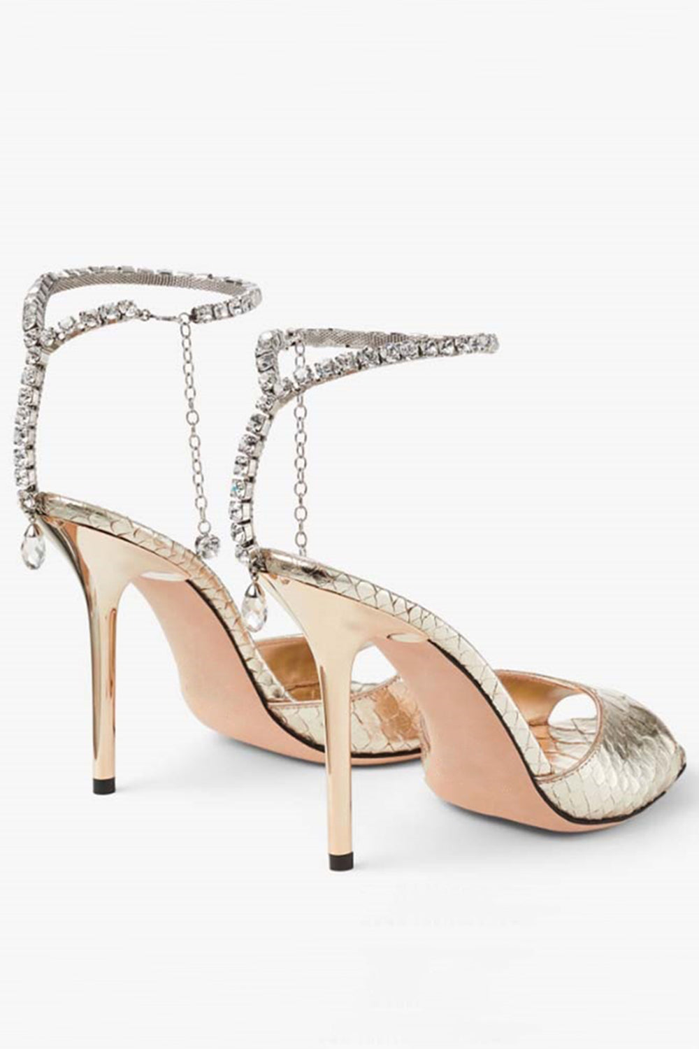 Sparkly Blue Prom Stilettos High Heels with Rhinestones