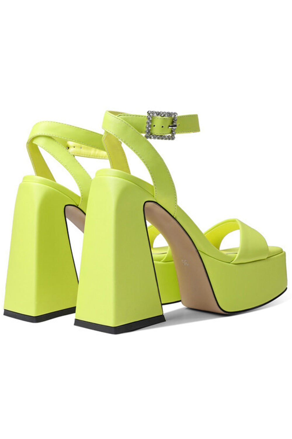 Chunky Green Open Toe Prom High Heels