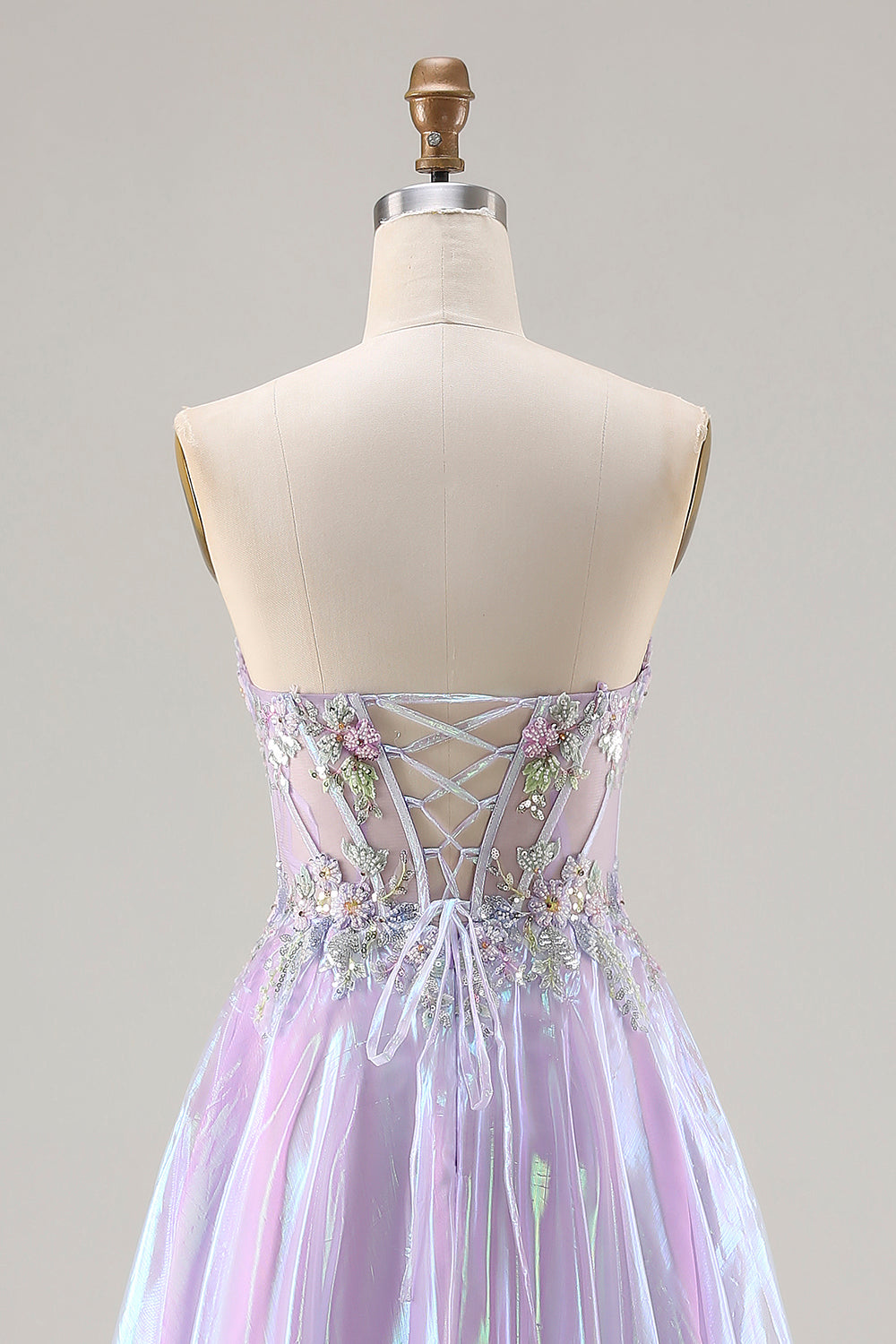 Sparkly Purple A Line Sweetheart Long Corset Prom Dress with Appliques