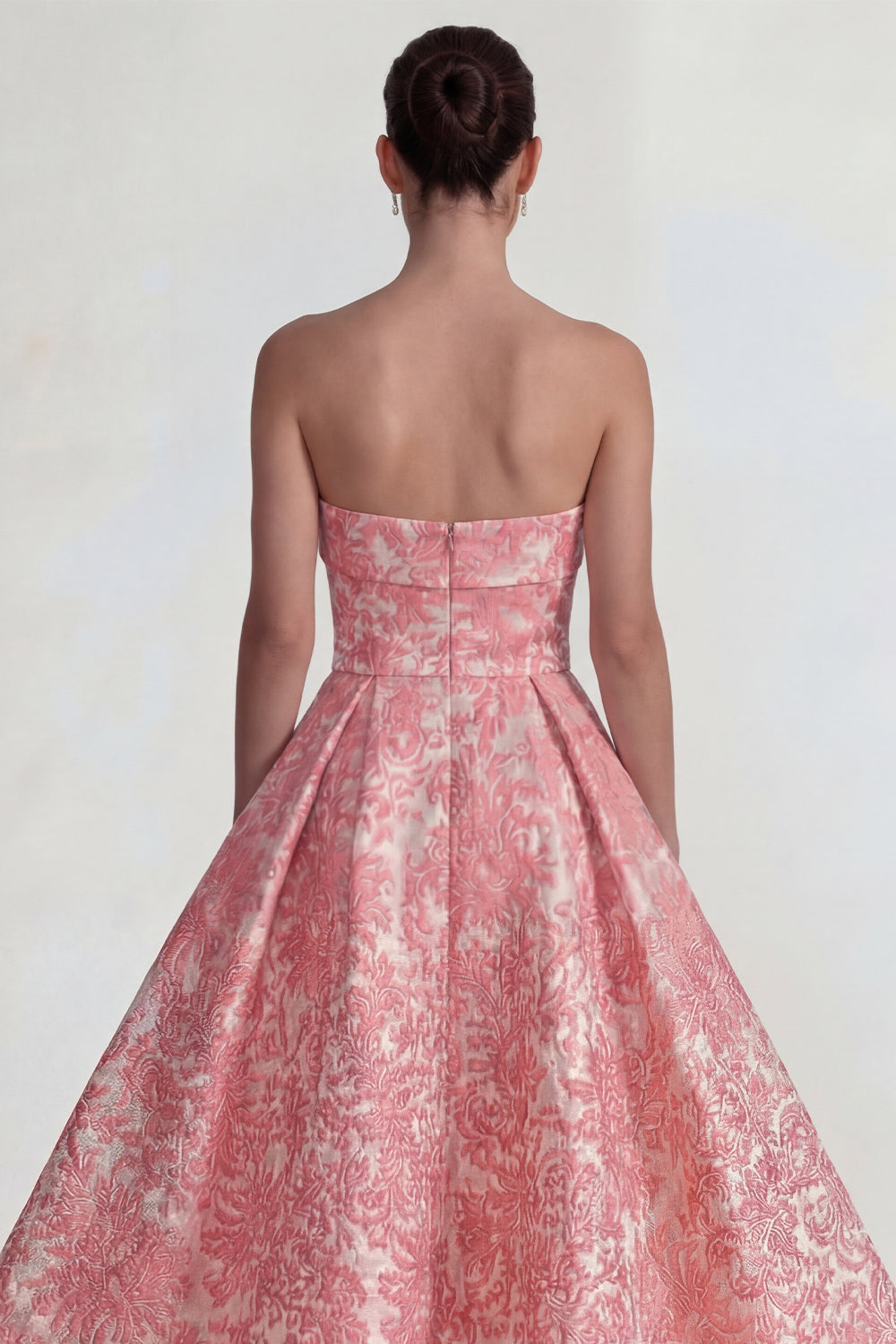 A Line Blush Floral Long Jacquard Wedding Guest Dress