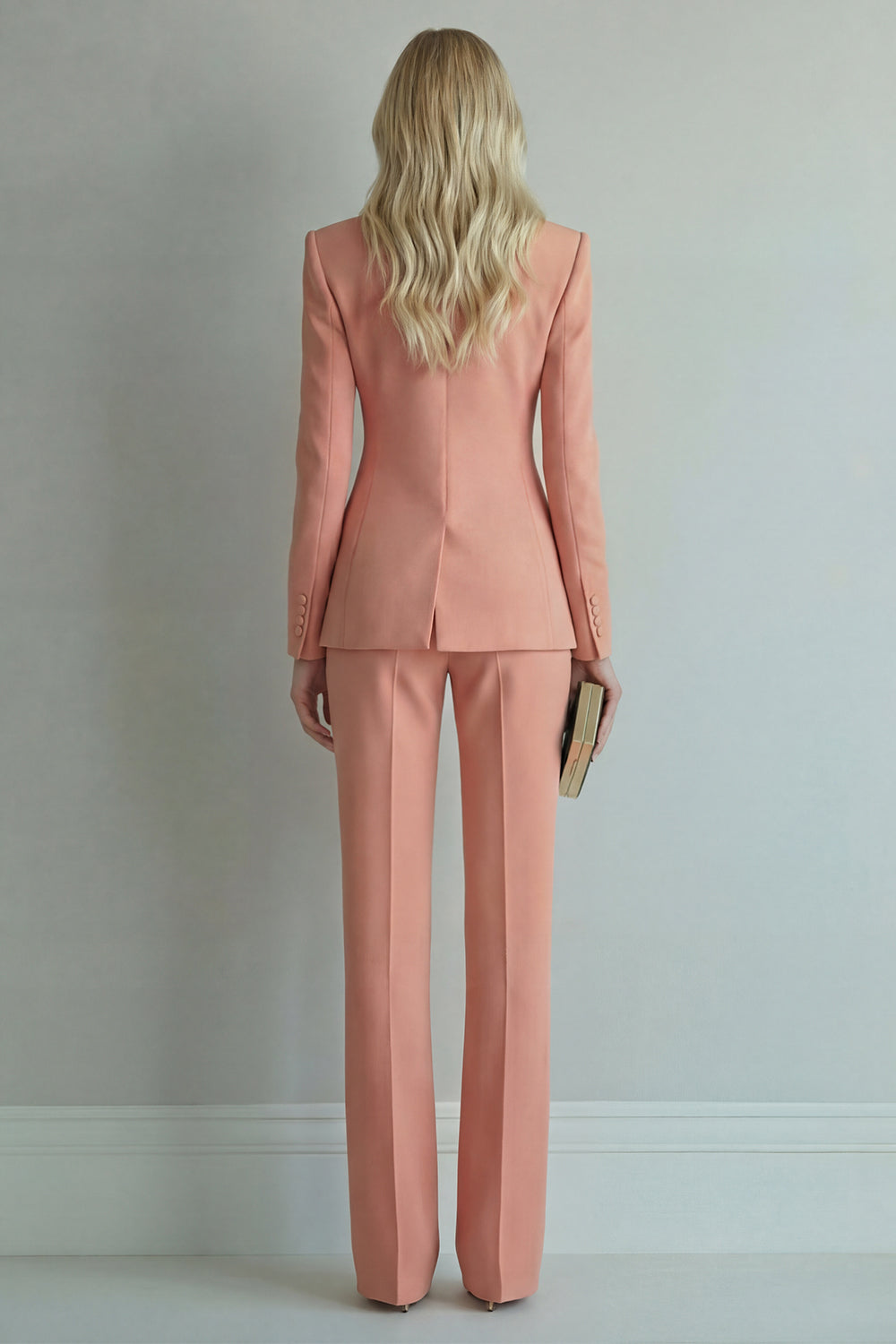 2 Piece Orange Slim Fit Peak Lapel Double Breasted Business Suits