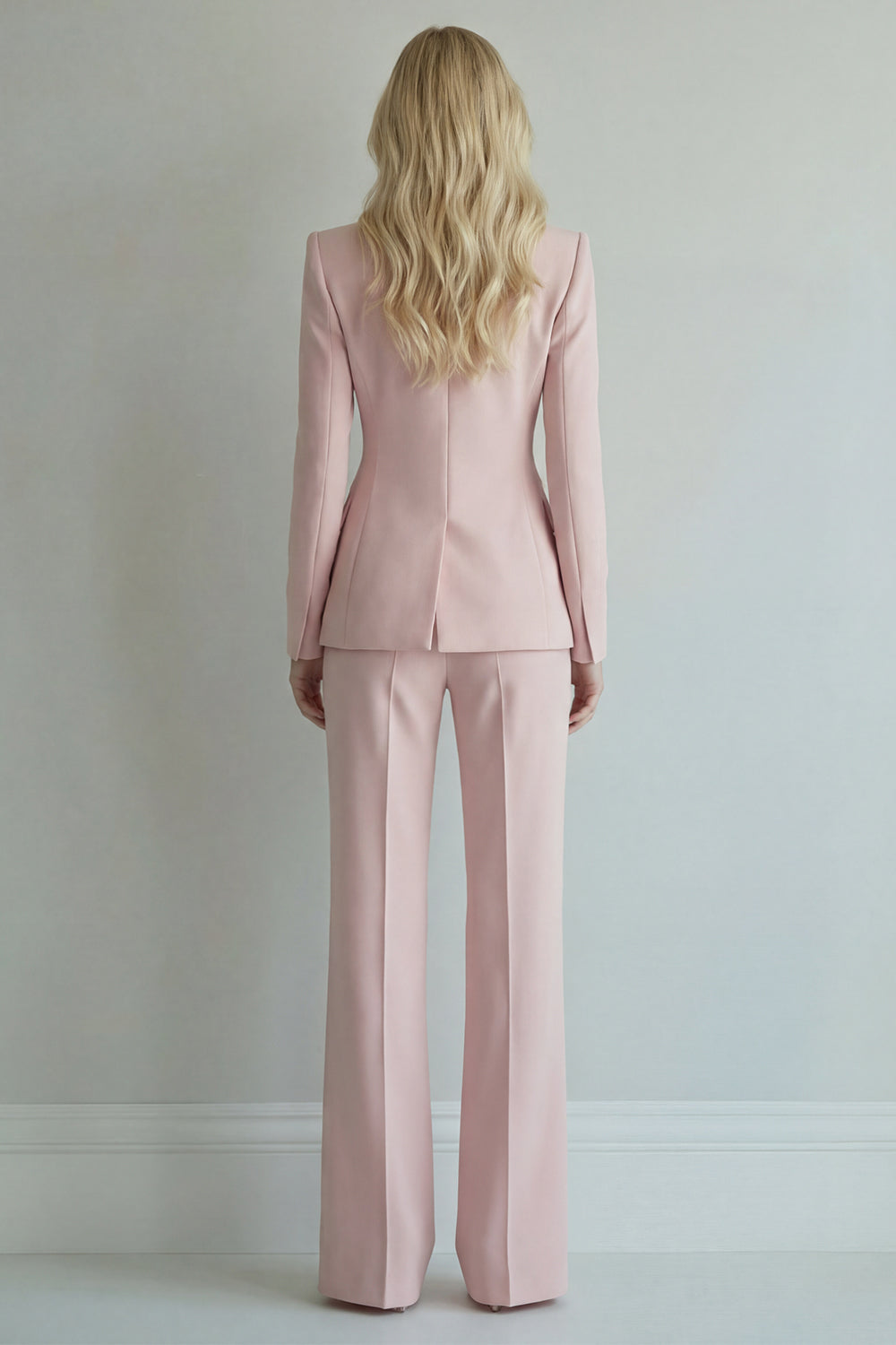 2 Piece Grey Pink Peak Lapel Single Breasted Business Suits