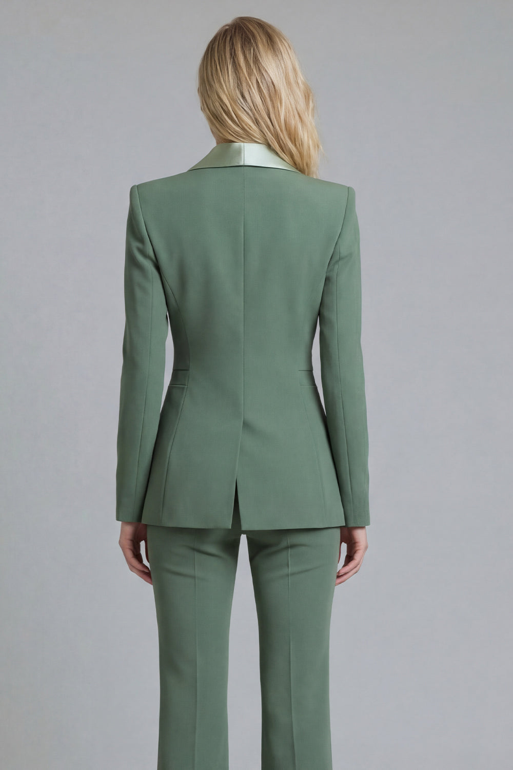 2 Piece Grey Green Single Breasted Shawl Lapel Slim Fit Business Suits