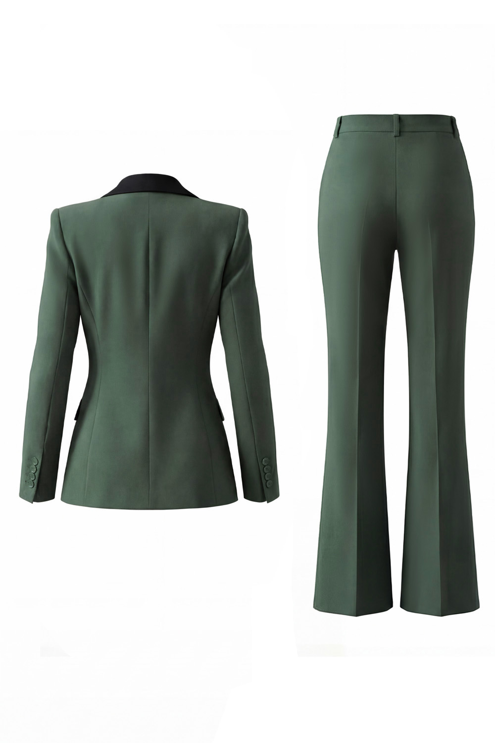 2 Piece Dark Green Slim Fit Peak Lapel Business Suits with Pockets