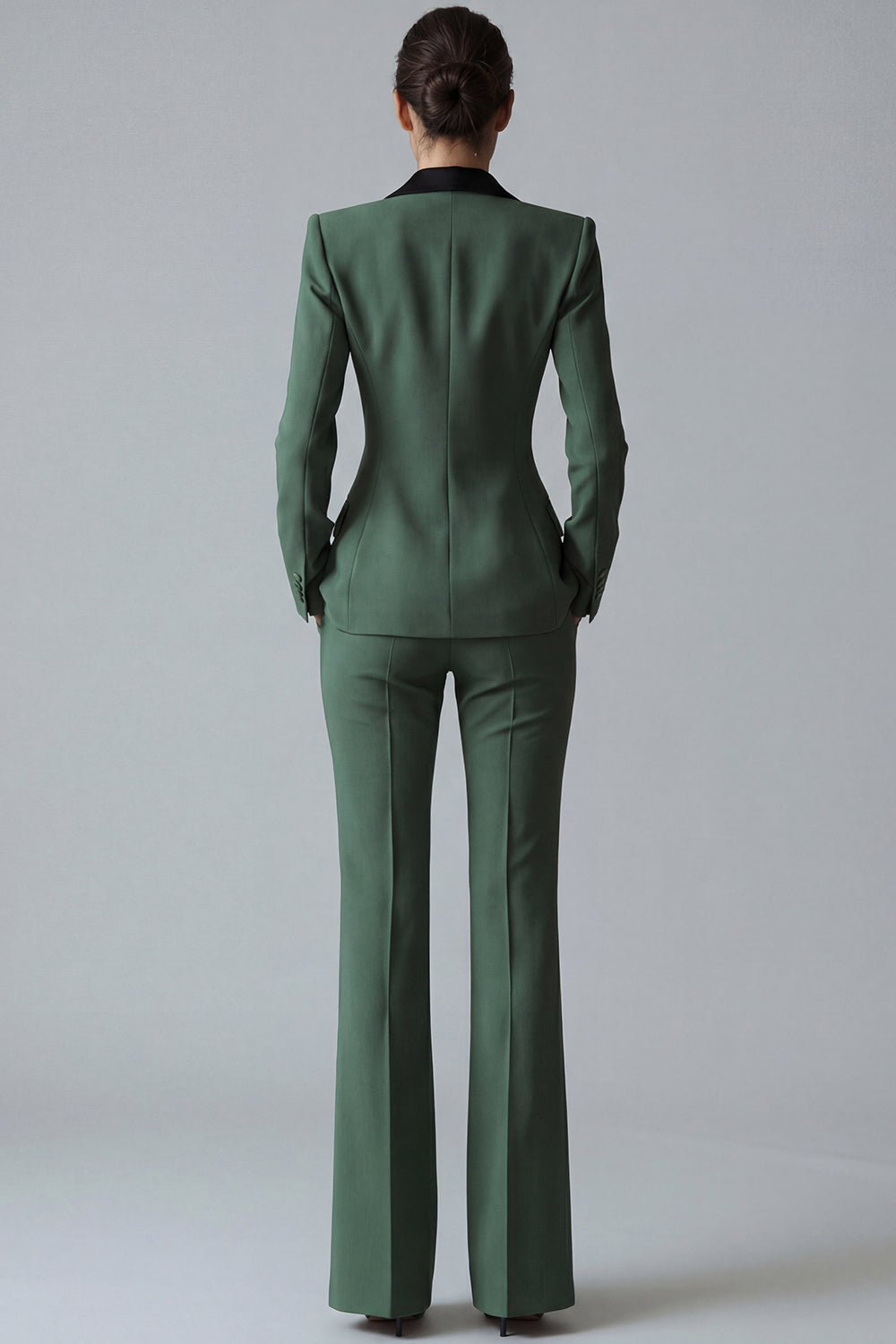 2 Piece Dark Green Slim Fit Peak Lapel Single Breasted Prom Suits