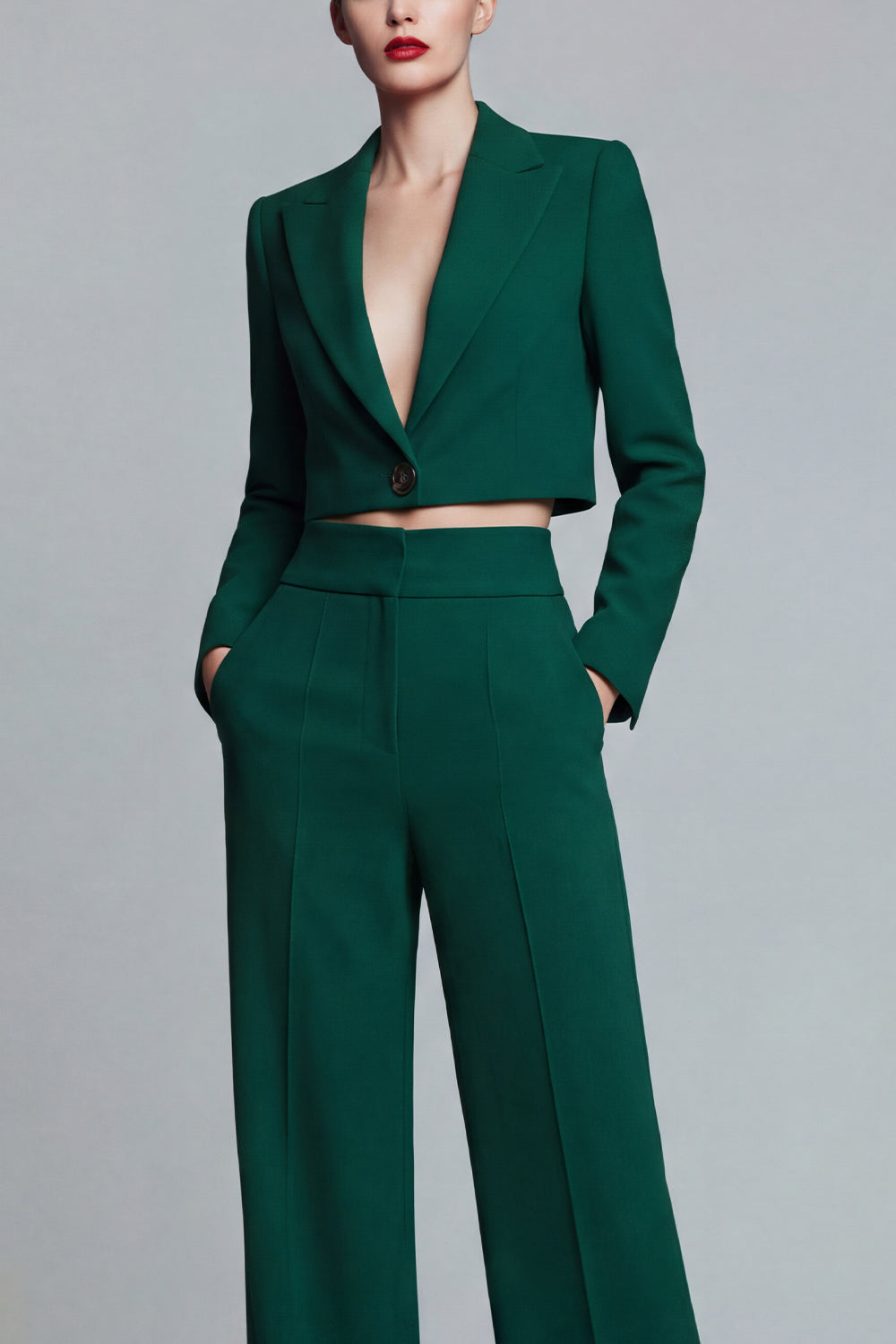 2 Piece Dark Green Peak Lapel Single Breasted Prom Suits