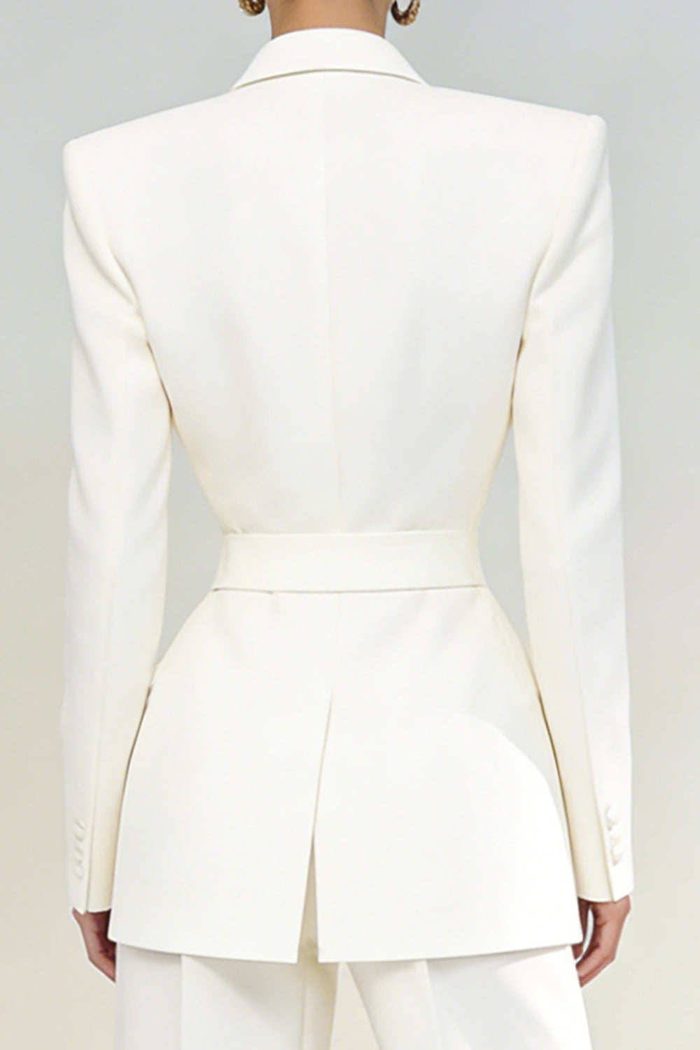 2 Piece Ivory Single Breasted Peak Lapel Business Suits