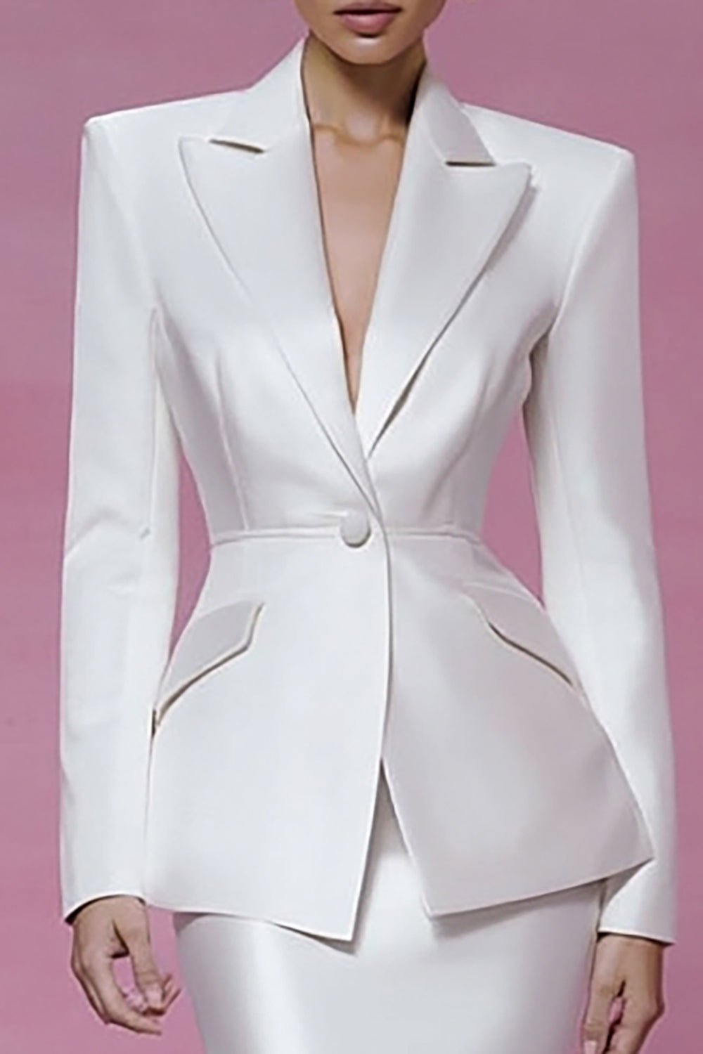 Ivory Peak Lapel 2 Piece Long Mermaid Business Suits