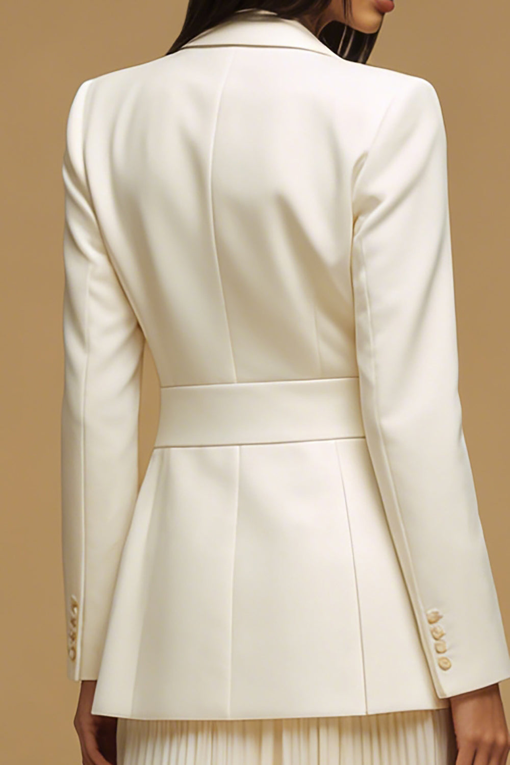 Ivory 2 Piece A Line Single Breasted Long Business Suits