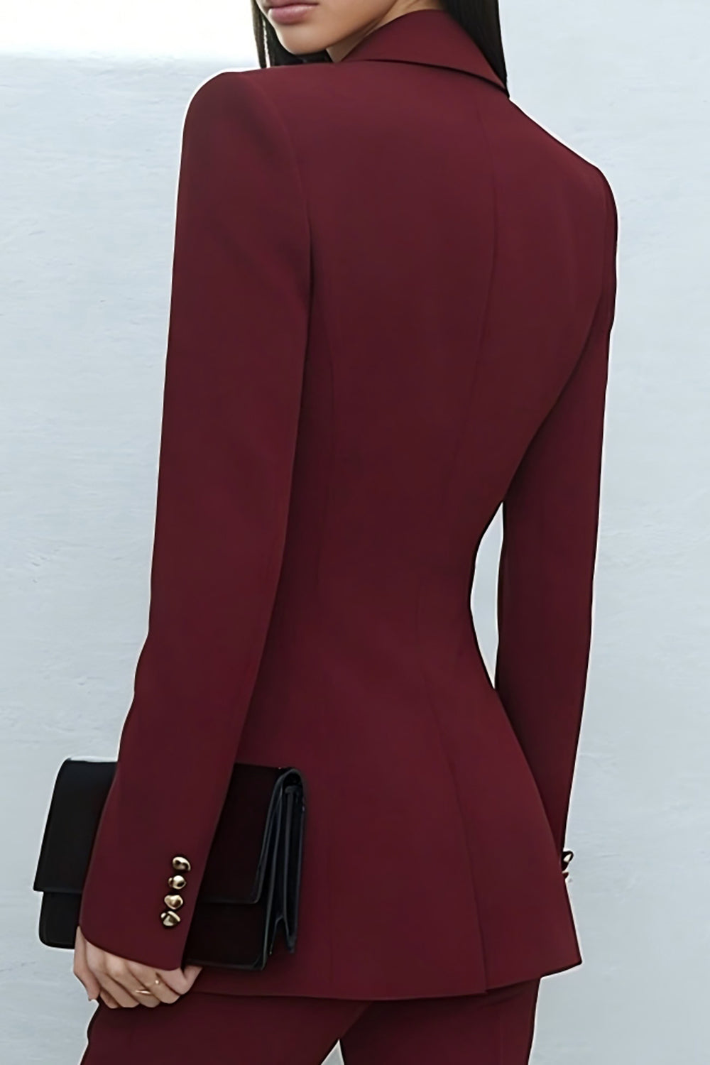 Burgundy 2 Piece Double Breasted Shawl Lapel Prom Suits