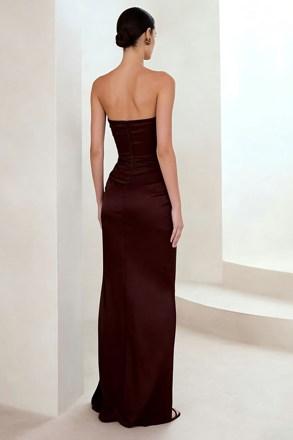Cabernet Sweetheart Long Sheath Evening Dress with Slit