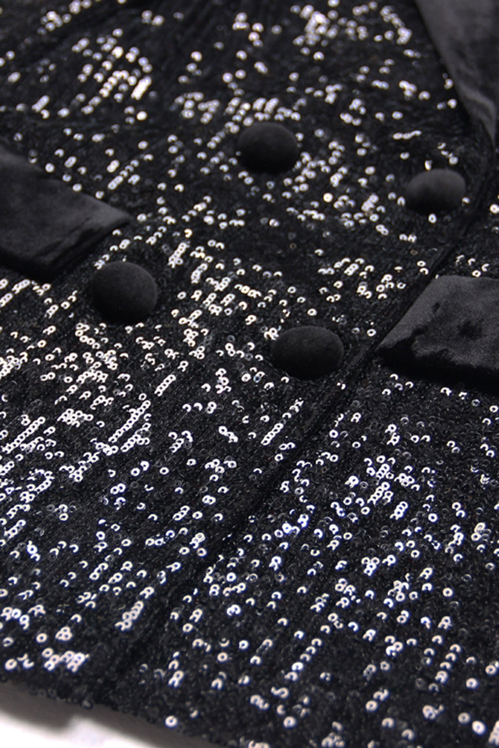 Sparkly Black Sequin Slim Fit Peak Lapel Women Prom Blazer