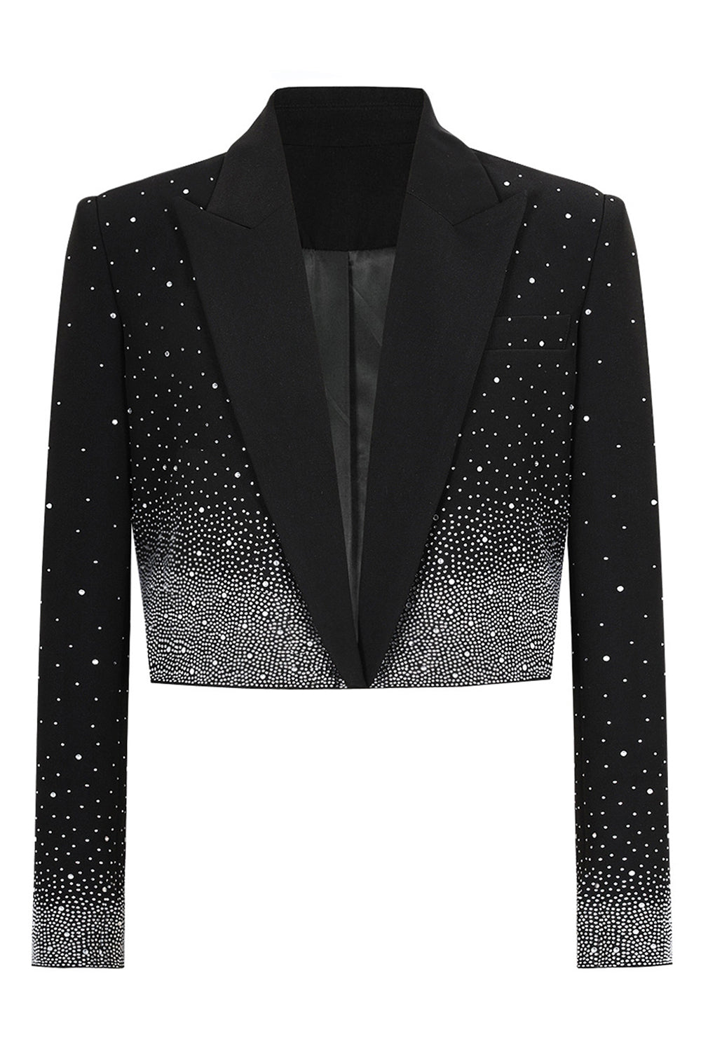 Sparkly Black Beaded Peak Lapel Women Prom Blazer