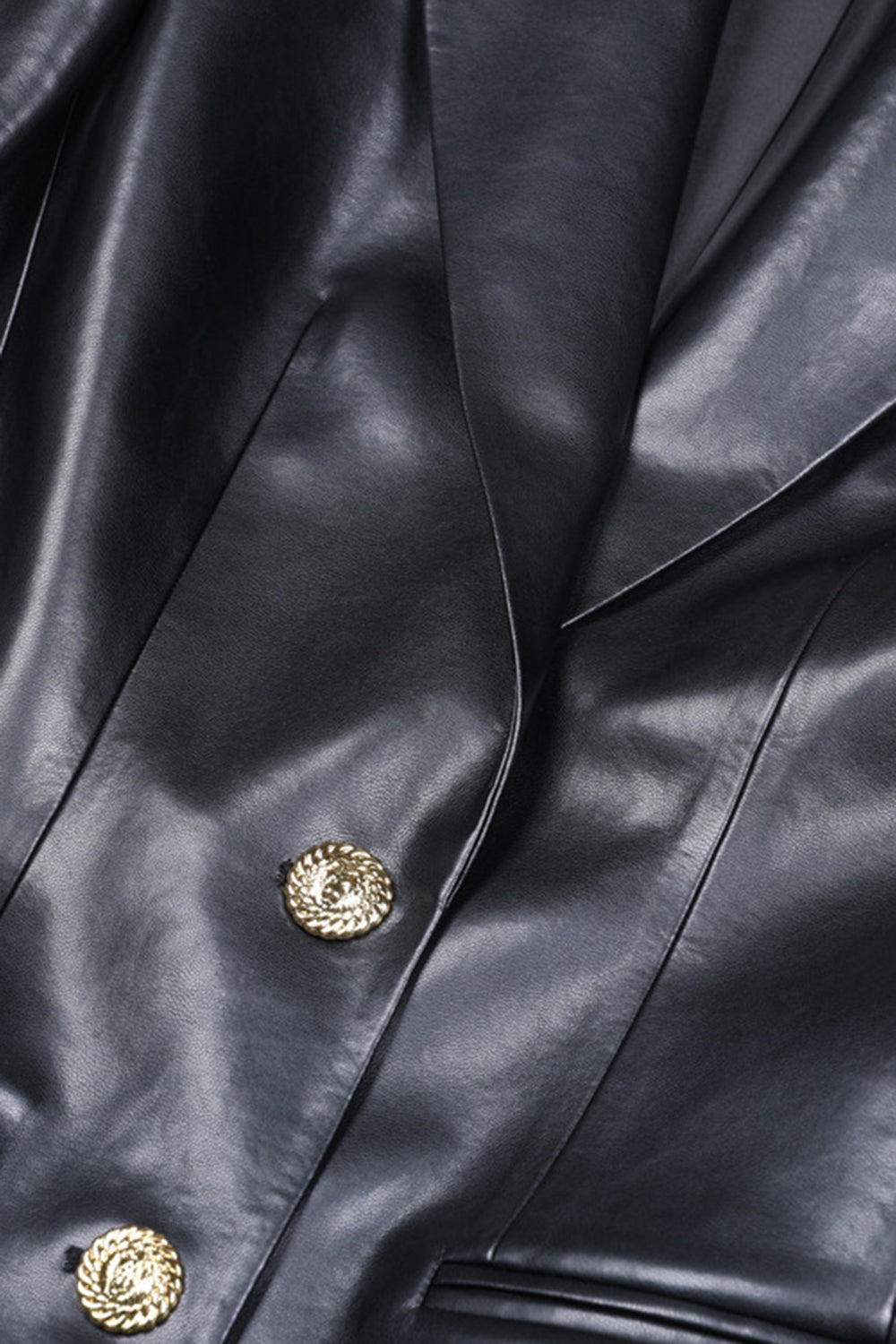 Black Peak Lapel Leather Single Breasted Women Prom Jacket