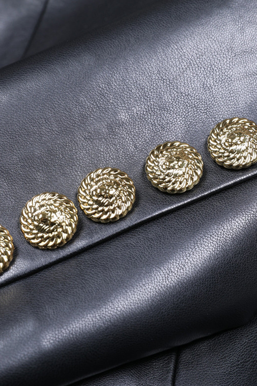 Black Peak Lapel Leather Single Breasted Women Prom Jacket