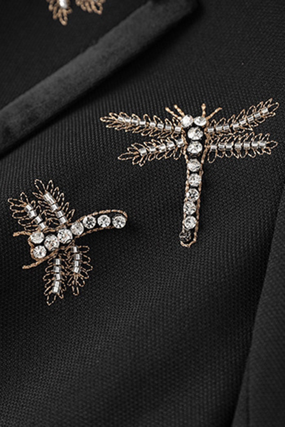 Sparkly Black Notched Lapel Double Breasted Women Prom Blazer with Rhinestones