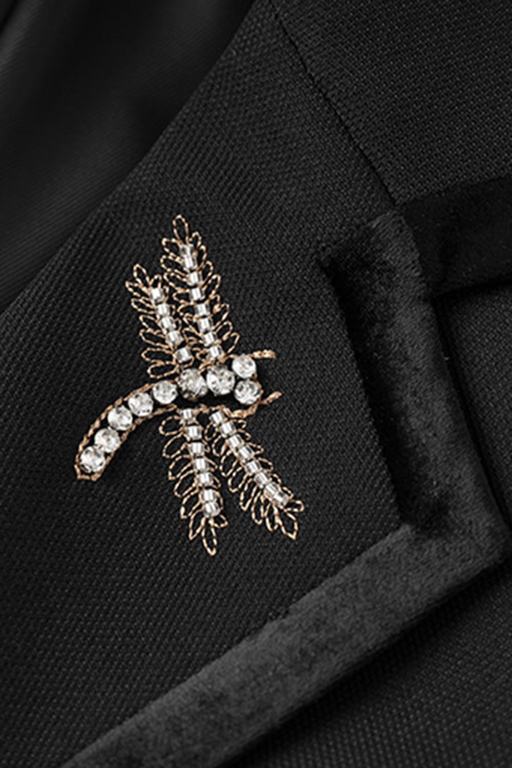 Sparkly Black Notched Lapel Double Breasted Women Prom Blazer with Rhinestones