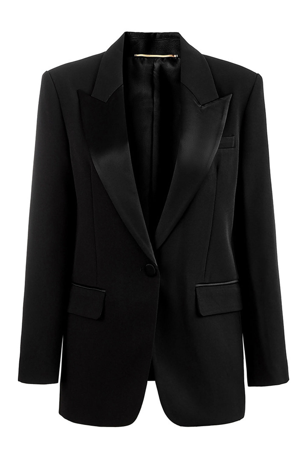 Black Single Breasted Notched Lapel Long Sleeves Women Blazer