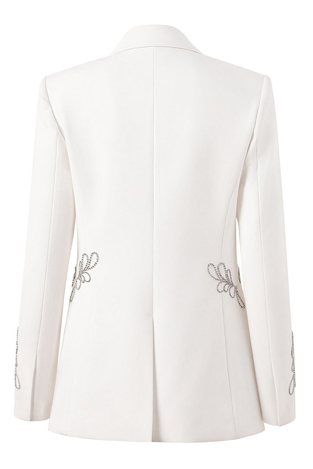 Floral White Beaded Peak Lapel Slim Fit Women Prom Blazer