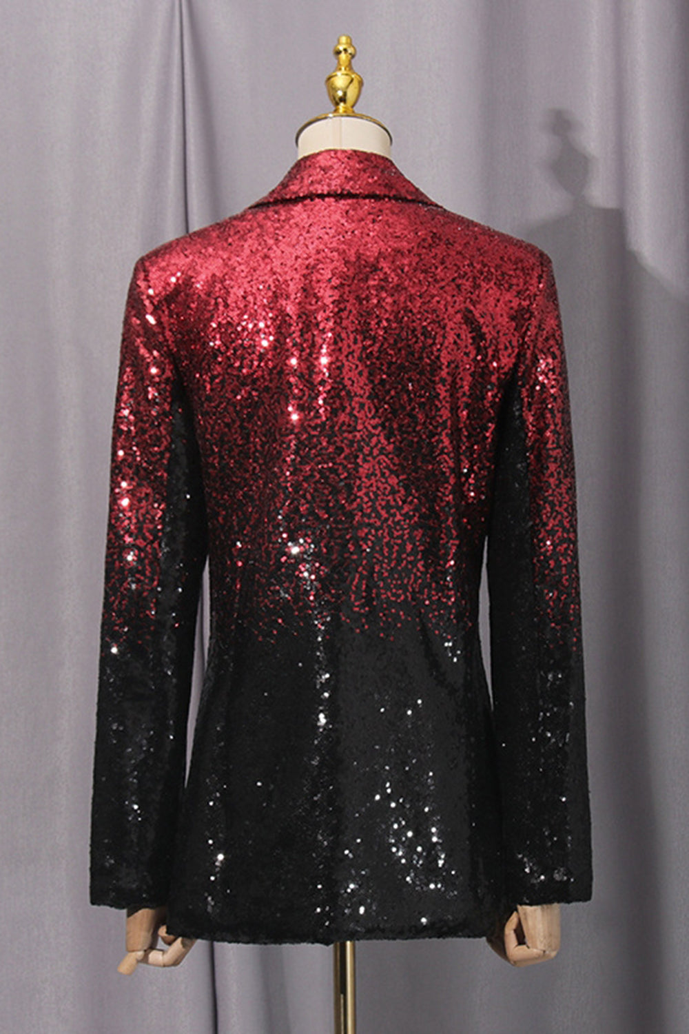 Sparkly Black and Red Peak Lapel Single Breasted Sequin Prom Suits