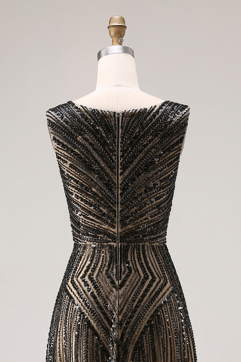 Sparkly Black V-Neck A Line Beaded Long Prom Dress