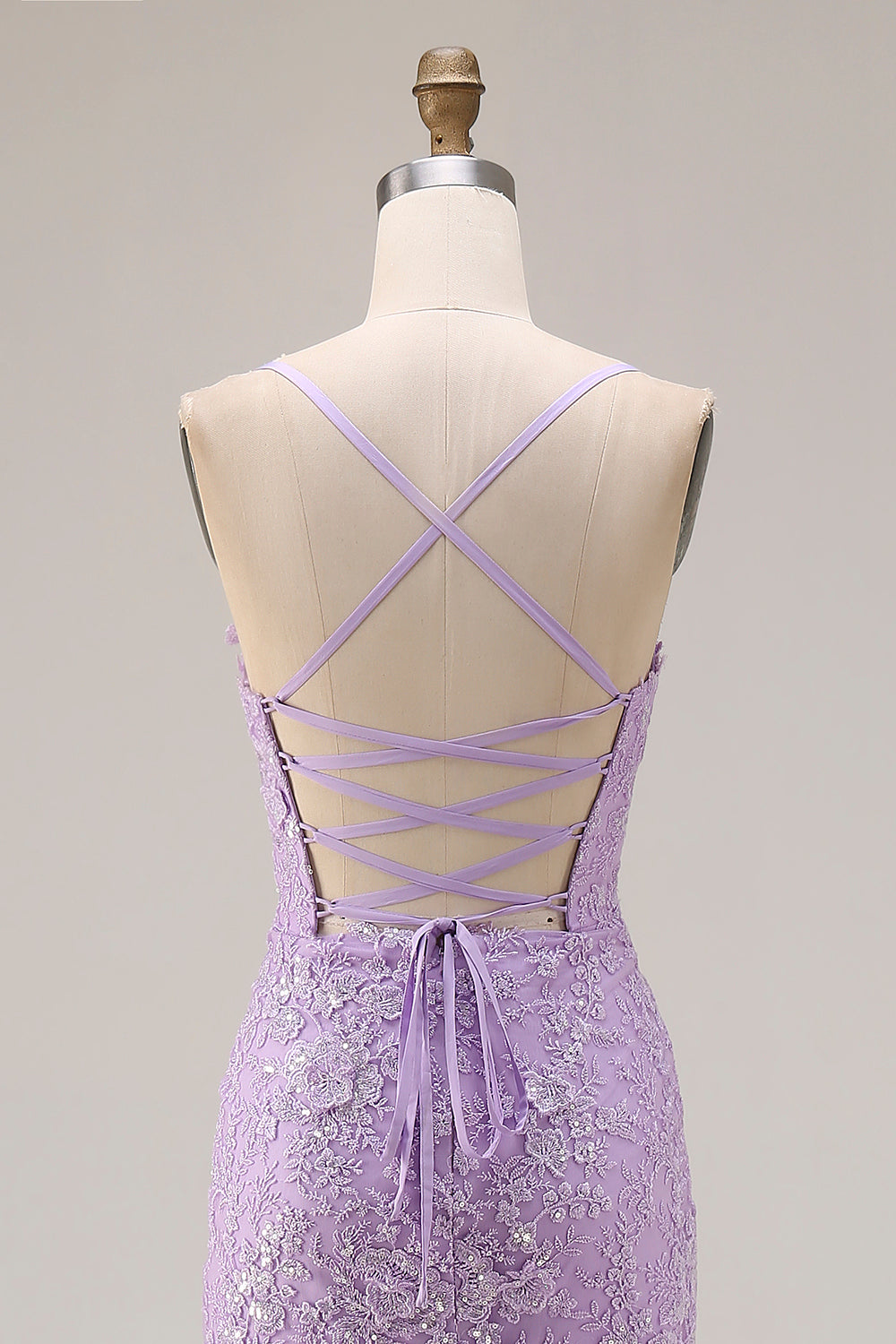Floral Purple Ruffled Mermaid Spaghetti Straps Long Prom Dress