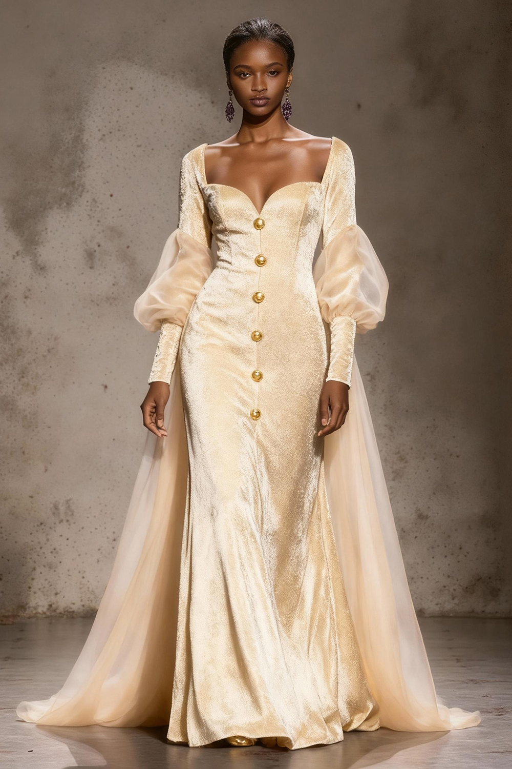 Burgundy Velvet Long Sleeves Holiday Party Dress with Cape