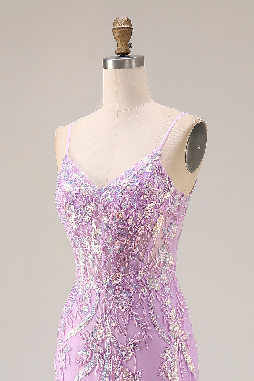 Sparkly Mint Green Floral Lace Mermaid Long Prom Dress