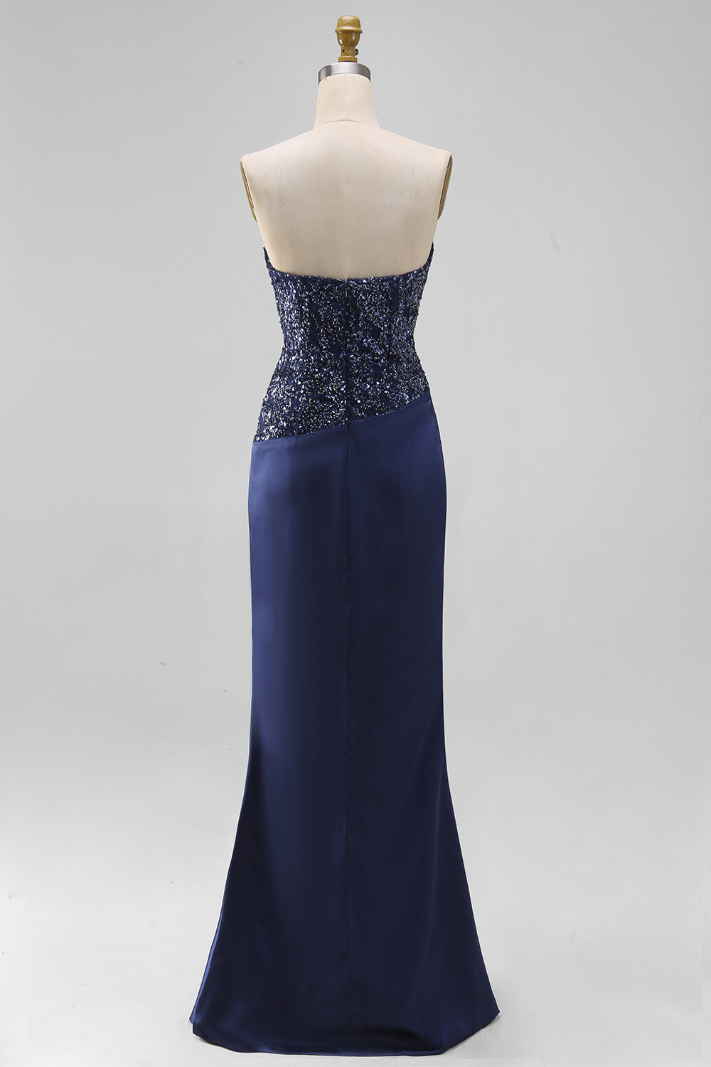 Sparkly Navy Sweetheart Beaded Mermaid Long Wedding Guest Dress